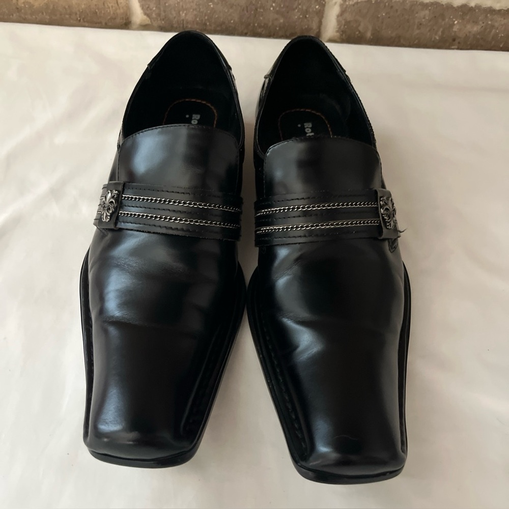 Robert Wayne Slice Black Leather Embellished Slip… - image 2